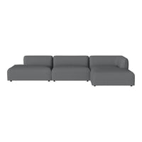 Modern sectional sofa in a solid charcoal gray fabric, featuring a minimalist design and clean lines.