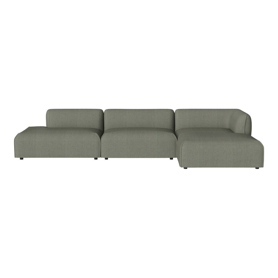 Stylish modular sofa in muted gray with a textured weave pattern, perfect for contemporary living spaces.