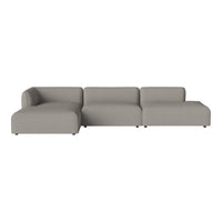 Modern gray sectional sofa with a minimalist design and smooth, clean lines. Ideal for contemporary living spaces.