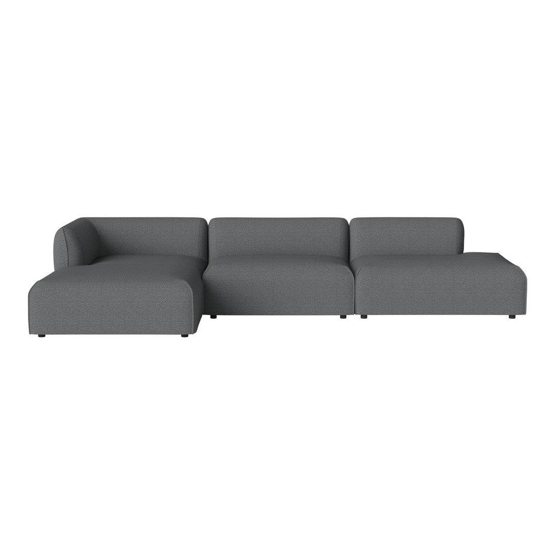 Modern gray sectional sofa with a smooth, solid fabric design, perfect for contemporary living spaces.