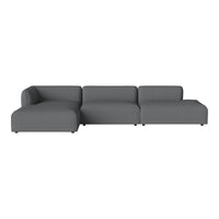 Modern gray sectional sofa with a smooth, solid fabric design, perfect for contemporary living spaces.