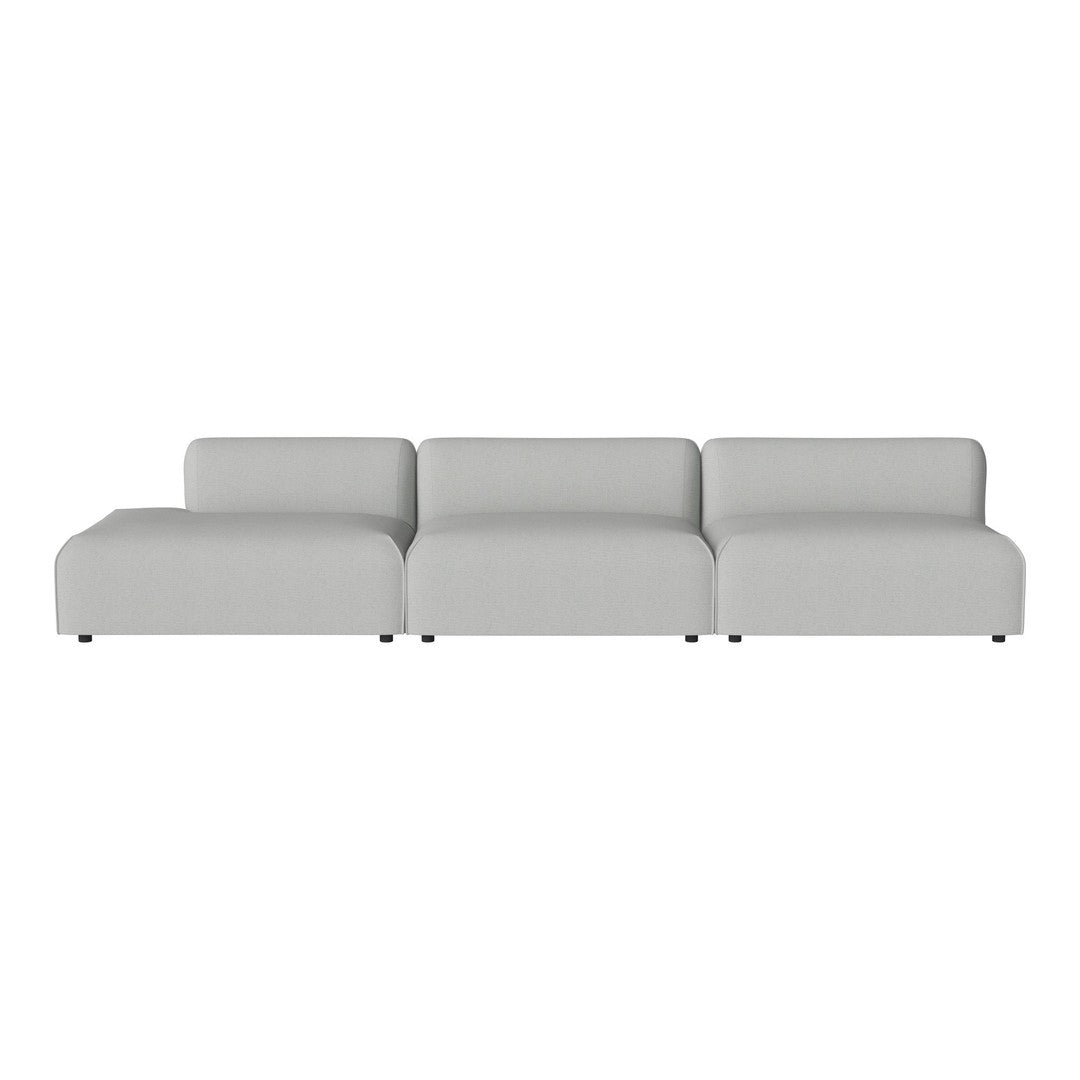 Modern gray sectional sofa with clean lines and a minimalist design, perfect for contemporary interiors.