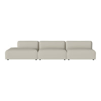 Light beige modular sofa with sleek, minimalist design and soft, smooth fabric finish. Perfect for modern decor.