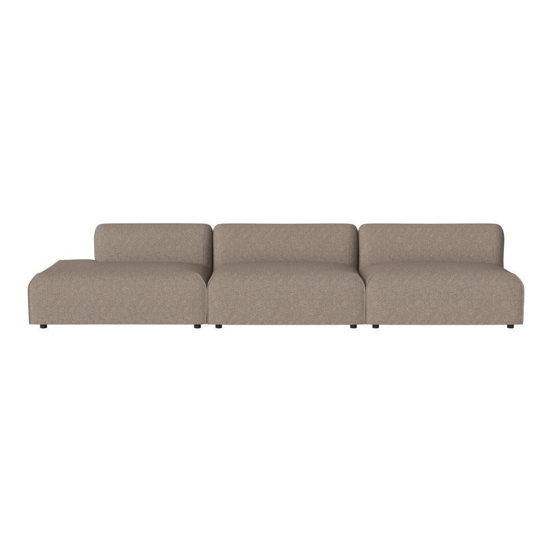 Beige modular sofa with a smooth, minimalist design and no distinct patterns, perfect for modern interiors.