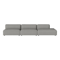 Modern three-piece sofa in a sleek light gray fabric with a minimalist design and no visible patterns.