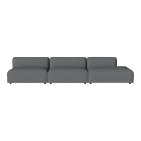 Modern gray sectional sofa with a minimalist design and smooth fabric texture. Perfect for contemporary living spaces.
