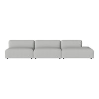 "Contemporary grey sofa with clean lines and a minimalist design, perfect for any modern living space."