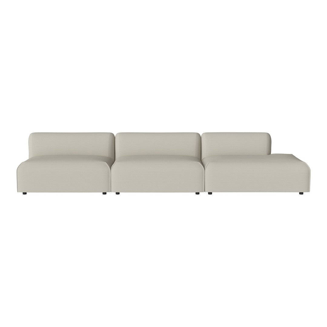 Light beige modern sofa with a clean, minimalist design and smooth, untextured upholstery. Perfect for contemporary spaces.