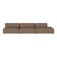 Brown sectional sofa with a sleek, modern design and soft, textured fabric. Perfect for contemporary living spaces.