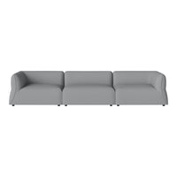 Stylish three-seater sofa in sleek light gray fabric, offering a modern and minimalist aesthetic.