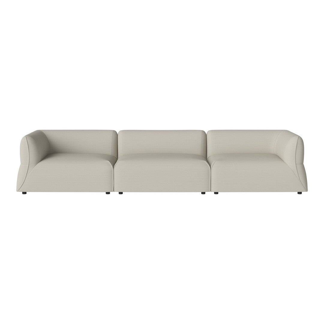 Light gray modern sofa with a smooth, minimalist design and rounded arms, perfect for contemporary interiors.