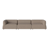 Beige sofa with a smooth, textured fabric and classic design, perfect for modern living spaces.