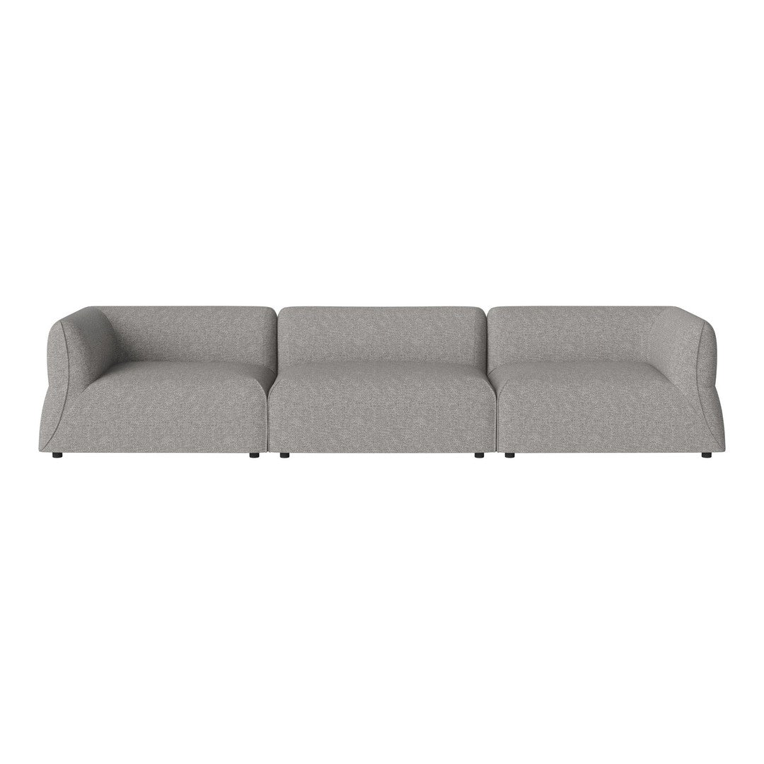 Gray modular sofa with textured upholstery and smooth, modern silhouette. Perfect for contemporary living spaces.