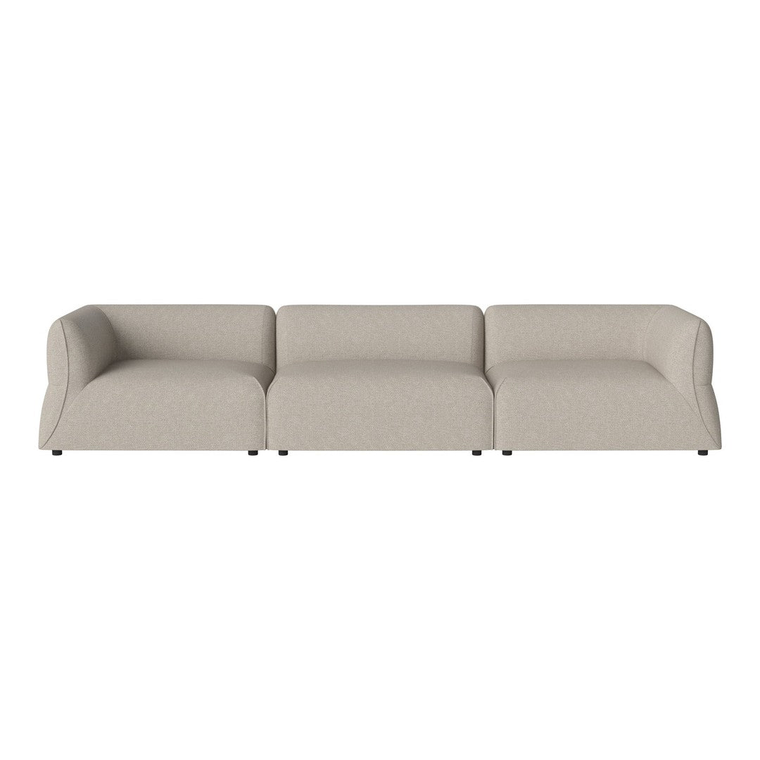 Light beige three-piece sofa with a smooth, textured fabric and modern minimalist design. Perfect for any decor.