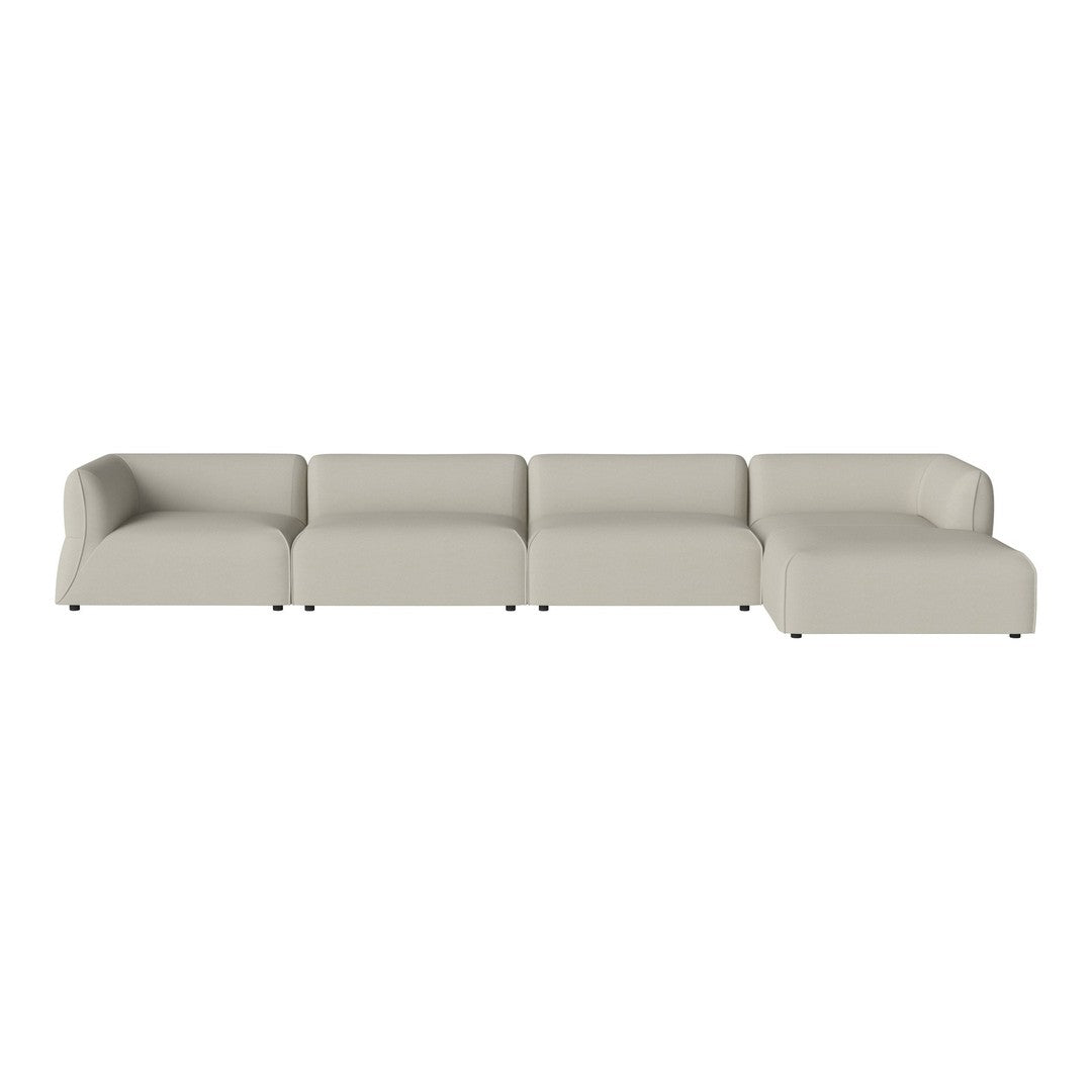 Beige modular sofa with clean lines and subtle texture, perfect for modern living spaces.