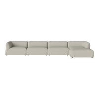 Beige modular sofa with clean lines and subtle texture, perfect for modern living spaces.