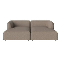 Beige two-piece sofa with a textured fabric pattern, featuring clean lines and a modern design.
