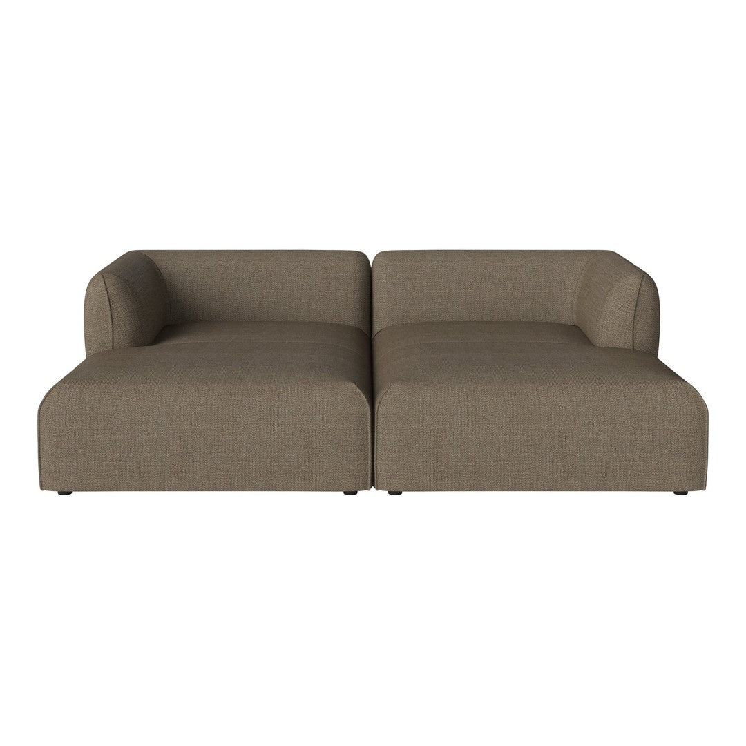 Brown two-piece sofa with a simple, modern design and textured fabric. Perfect for contemporary living spaces.