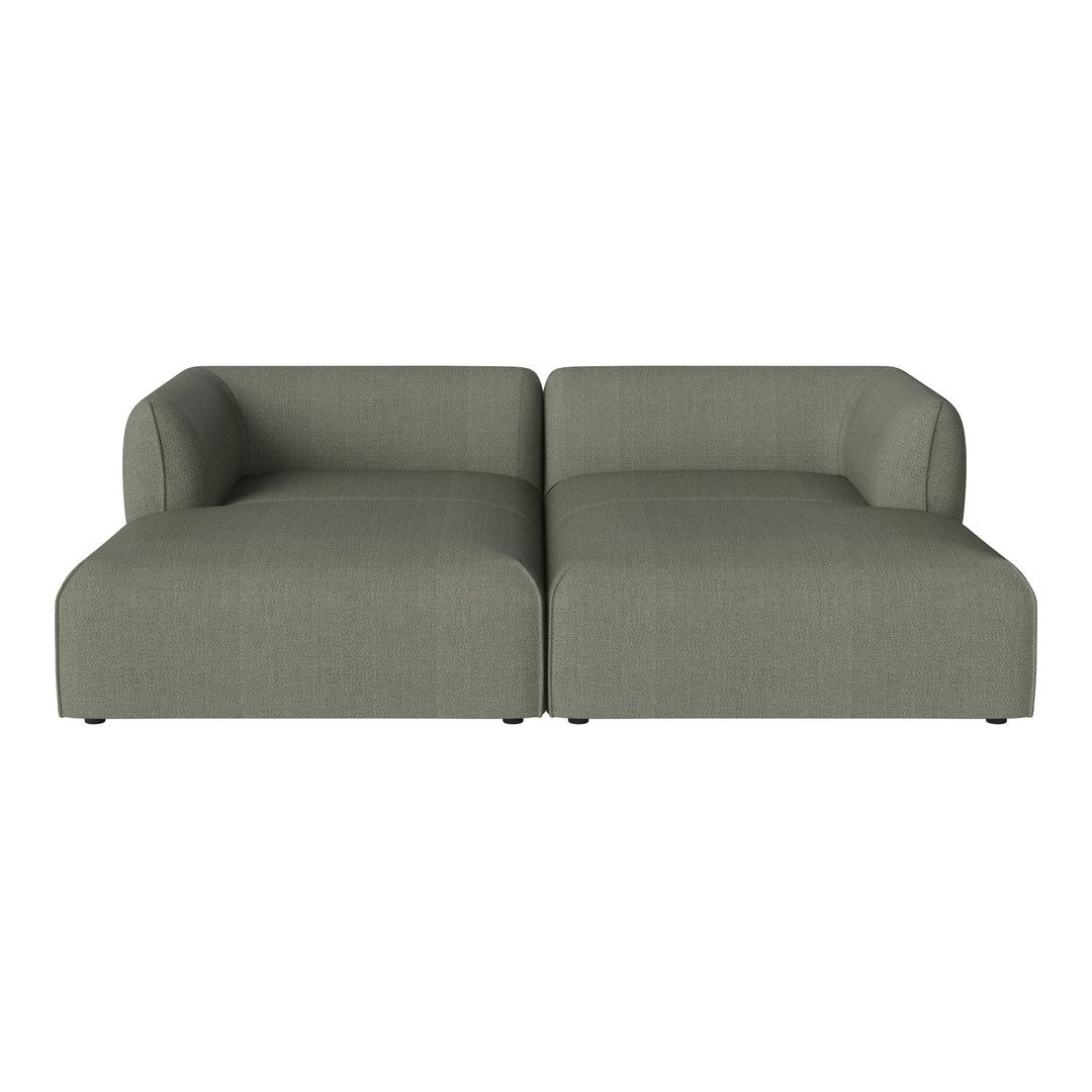 Stylish two-seater sofa in soft gray fabric with a subtle textured pattern for modern interior decor.