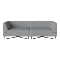 Gray modern sofa with a minimalist design and smooth fabric, featuring clean lines and a sleek, contemporary look.