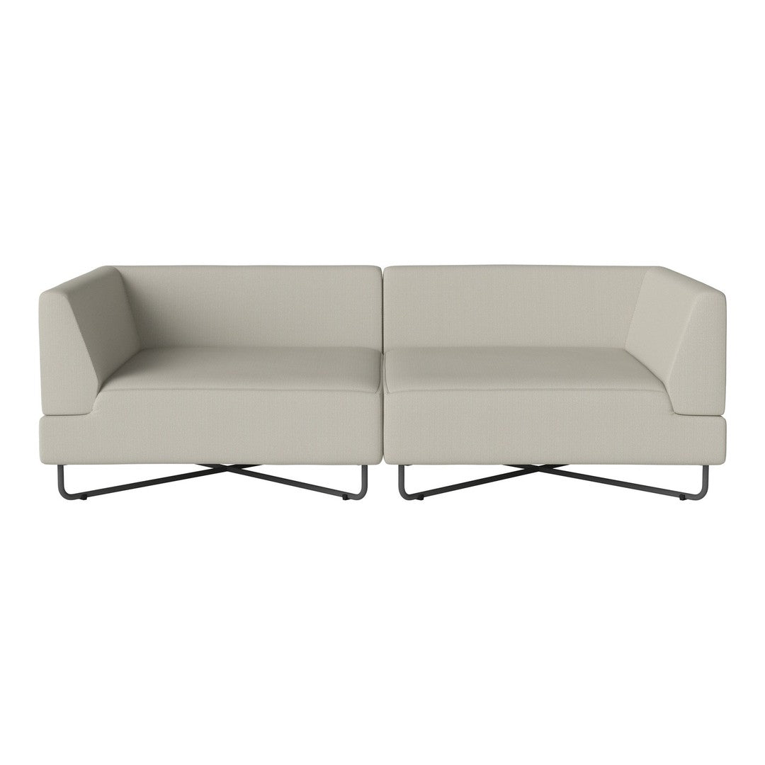 Stylish light gray sofa with minimalist design, featuring smooth upholstery and sleek metal legs. Ideal for modern decor.