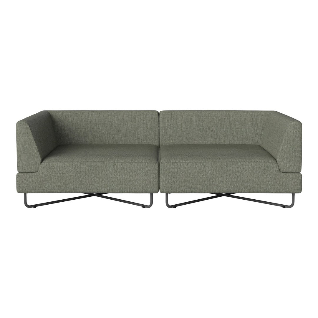 Modern two-tone gray sofa with a textured fabric and sleek metal legs, perfect for contemporary interiors.