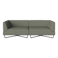 Modern two-tone gray sofa with a textured fabric and sleek metal legs, perfect for contemporary interiors.