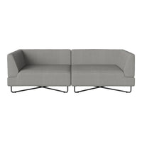 Gray two-piece sectional sofa with a textured pattern and sleek metal legs, perfect for modern indoor spaces.