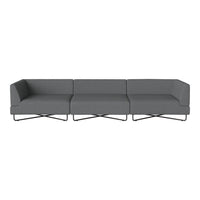 Stylish gray sectional sofa with a modern design and clean lines, featuring a sleek metal base. Perfect for contemporary decor.