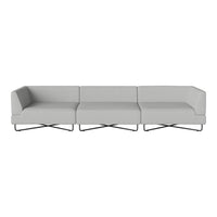 Modern gray sectional sofa with a sleek, minimalist design and a smooth fabric finish. Ideal for contemporary interiors.