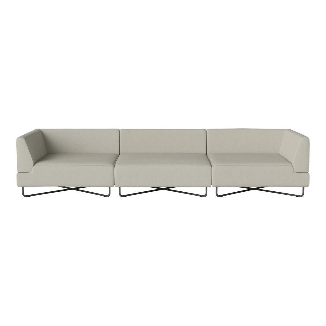 Light grey modern sofa with clean lines and a minimalist design, featuring a sleek metal base. Perfect for contemporary decor.