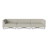 Light grey modern sofa with clean lines and a minimalist design, featuring a sleek metal base. Perfect for contemporary decor.