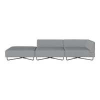 Gray modular sectional sofa with sleek lines and modern metallic legs. Perfect for contemporary living spaces.