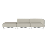 Modern light gray sectional sofa with minimalist design and sleek metal legs. Ideal for any contemporary living space.