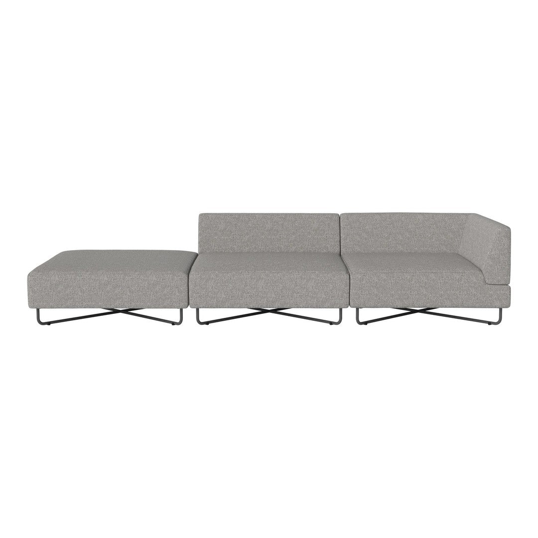 Stylish gray sectional sofa with subtle textured pattern and sleek metal legs, perfect for modern living spaces.