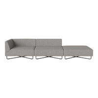 Modern gray sectional sofa with a sleek, minimalist design and subtle textured fabric. Perfect for contemporary decor.