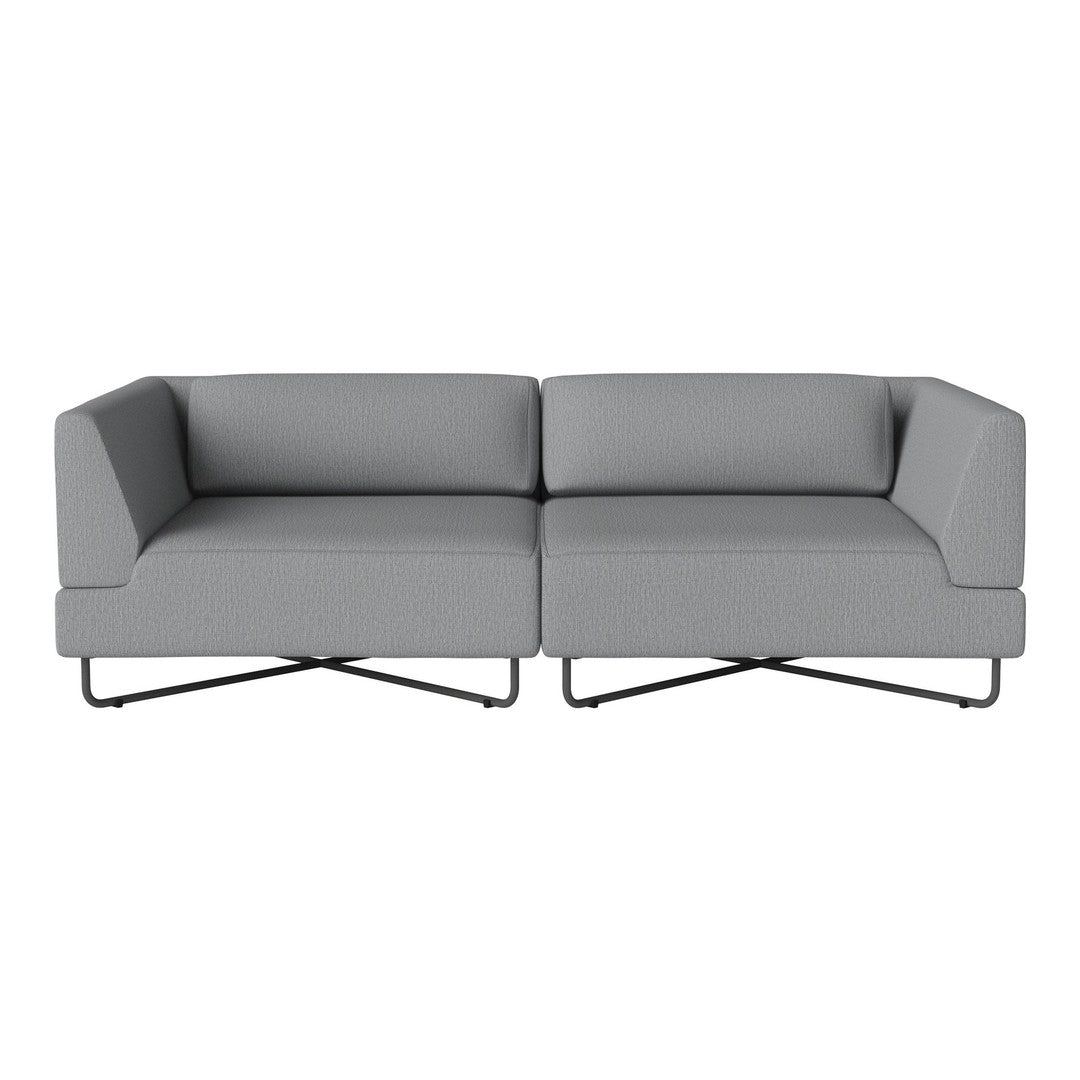 Gray modern sectional sofa with clean lines and minimalist design on sleek black metal legs. Perfect for contemporary spaces.