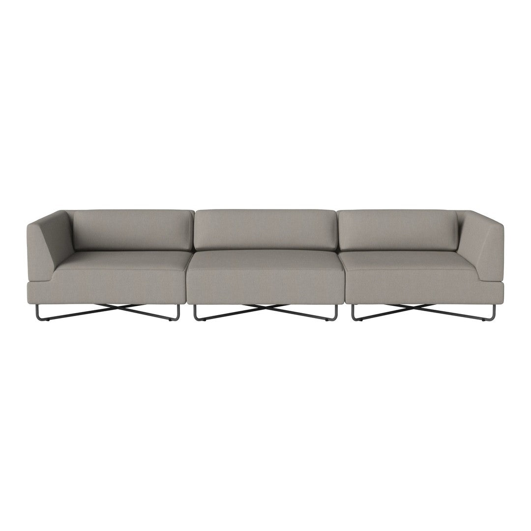 Stylish gray sectional sofa with modern lines and minimalist metal legs, perfect for contemporary interiors.