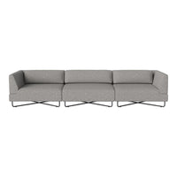 Modern gray sectional sofa with a textured pattern and sleek black metal legs. Perfect for contemporary living spaces.