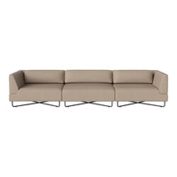 Beige modern sectional sofa with a sleek design and minimalist style, featuring smooth upholstery and metal legs.