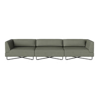 Modern sectional sofa in muted green upholstery with a sleek metal base and minimalist design. Ideal for contemporary spaces.
