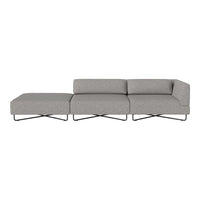 Modern gray sectional sofa with subtle textured fabric and sleek metal legs. Perfect for contemporary living spaces.