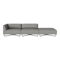 Modern gray sectional sofa with a sleek design and minimalist black metal legs. Perfect for contemporary living spaces.