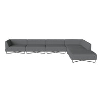Modern gray sectional sofa with clean lines and minimalistic design, featuring a smooth fabric finish.