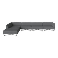 Modern gray sectional sofa with a sleek design and clean lines, perfect for contemporary living spaces.