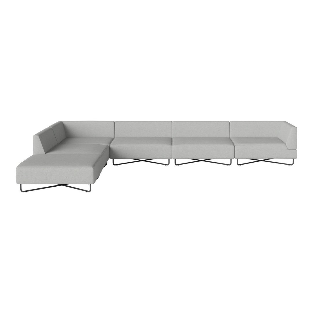 Modern gray sectional sofa with clean lines and minimalist design, perfect for contemporary living spaces.