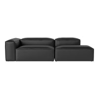 Stylish black leather sectional sofa with sleek, modern design and smooth, minimalist lines. Perfect for contemporary spaces.