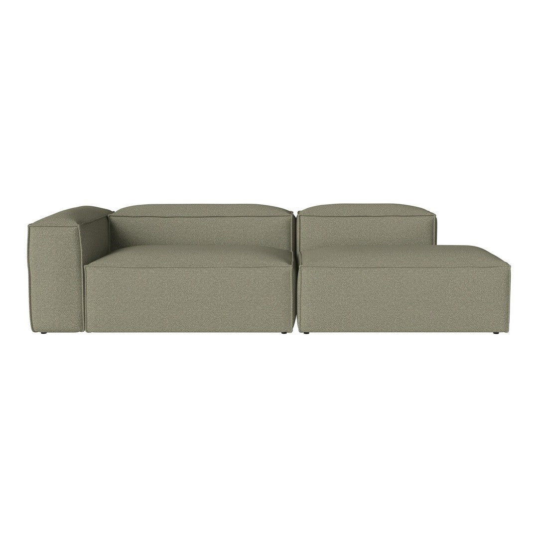 Olive green sectional sofa with sleek, modern design and clean lines, perfect for contemporary decor.