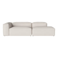 "Contemporary modular sofa in soft beige upholstery with minimalist design and clean lines."