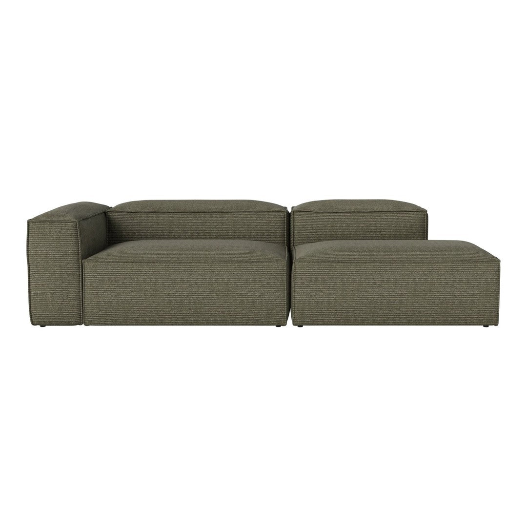 Chic olive green sectional sofa with a modern, textured fabric pattern for stylish living spaces.